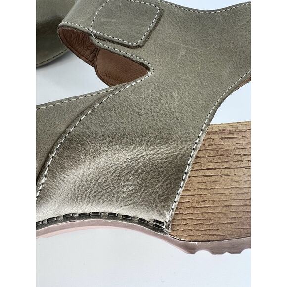 Dansko Burnished Khaki Green Calf Leather Sz 41 (US 9.5-10) Wedge Sandals Tiana - Picture 13 of 14